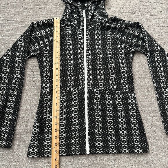 KAVU Sweater Womens Small Black White Geometric Hooded Pockets Full Zip - Picture 9 of 11